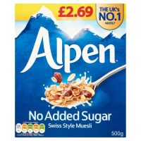 alpen no added sugar  swiss style muesli      500g   P/M