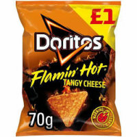 Doritos Tortilla Chips Flamin Hot Tangy Cheese 70g PM £1.00