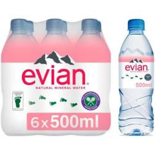 Evian Natural Mineral Water 6 x 50cl