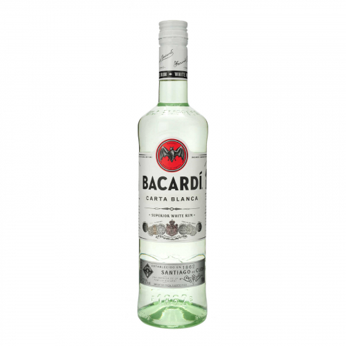 Bacardi white rum      Cuba.       37.5vol.     70cl 