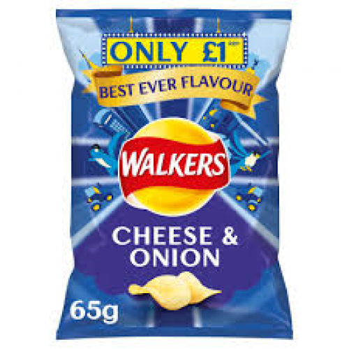 Walkers Cheese & Onion Crisps £1 PMP 65g