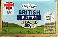 Dairy Manor British Butter Unsalted 250g