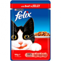 Felix Beef in Jelly Wet Cat Food Pouch 100 g