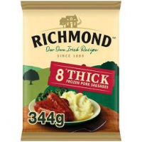 Richmond Frozen 8 Thick Pork Sausages 344G