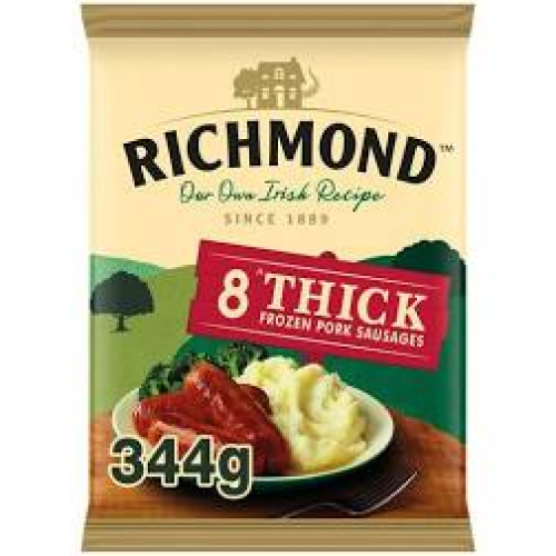 Richmond Frozen 8 Thick Pork Sausages 344G